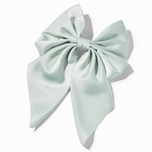 Barrette à nœud satiné vert sauge