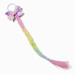 Barrette avec cheveux synthétiques pastel arc-en-ciel Claire's Club