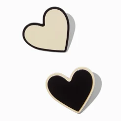 Barrettes à cœur crème et noires - Lot de 2