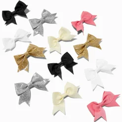 Barrettes à nœud à paillettes neutres Claire's Club - Lot de 12