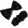 Barrettes à nœud en perle d'imitation extra-fin noires - Lot de 2