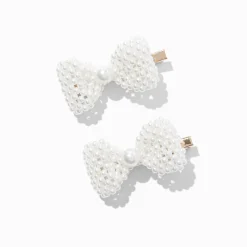 Barrettes à nœud en perle d'imitation - Lot de 2