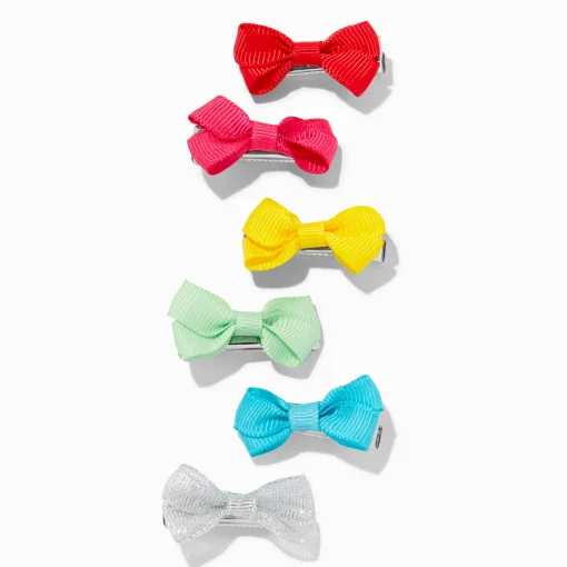 Barrettes à nœud pour cheveux arc-en-ciel Kid Core Claire's Club - Lot de 6