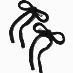 Barrettes à nœud tricotés noirs - Lot de 2