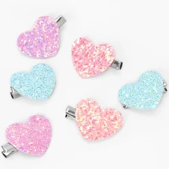 Barrettes à paillettes cœur pastel Claire's Club - Lot de 6