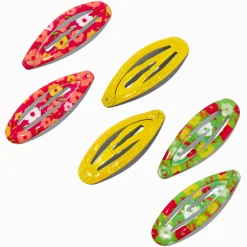 Barrettes à pression imprimé à fleurs fluo Claire's Club - Lot de 6