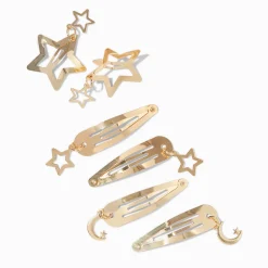 Barrettes clic clac célestes couleur dorée - Lot de 6