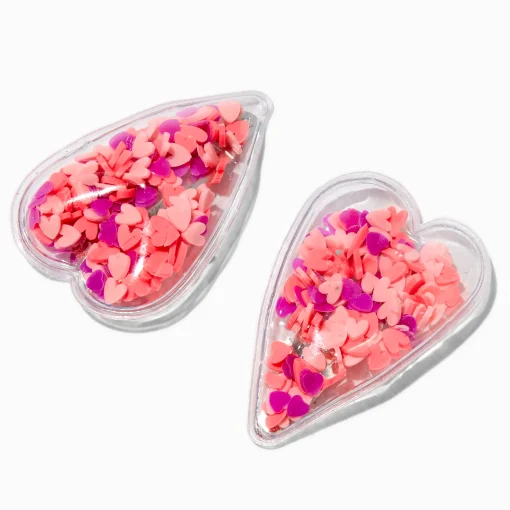 Barrettes clic clac cœur shaker rose Claire's Club - Lot de 2
