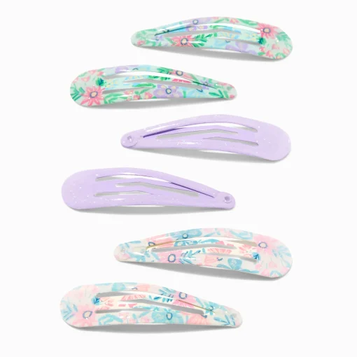 Barrettes clic clac imprimé à fleurs Claire's Club - Lot de 6