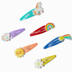 Barrettes clic clac soleil et arcs-en-ciel Claire's Club - Lot de 6