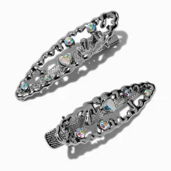 Barrettes cœur dégoulinant iridescentes - Lot de 2