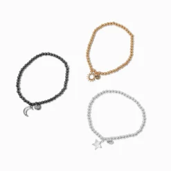 Best Friends Mixed Metal Celestial Beaded Stretch Bracelets - 3 Pack