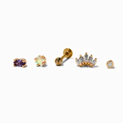 Boucle d’oreille à arrière plat pour piercing tragus couronne en zircon cubique d'imitation 1,2 mm en acier inoxydable