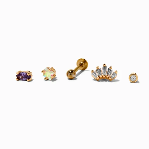 Boucle d’oreille à arrière plat pour piercing tragus couronne en zircon cubique d'imitation 1,2 mm en acier inoxydable