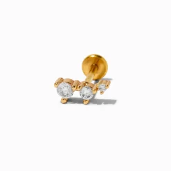 Boucle d’oreille pour cartilage non filetée 1,0 mm incurvée en zircon cubique couleur dorée