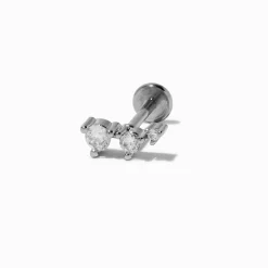 Boucle d’oreille pour cartilage non filetée 1,0 mm incurvée en zircon cubique couleur argentée