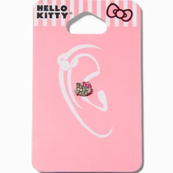 Boucle d’oreille pour piercing au cartilage 0,8 mm visage strass en acier inoxydable Hello Kitty®