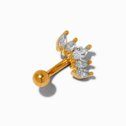 Boucle d’oreille rook 1,0 mm couronne en zircon cubique en titane couleur dorée
