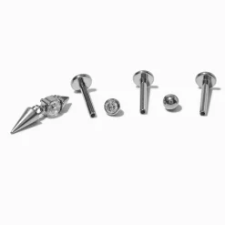 Boucle d'oreille hélix non filetée 1,2 mm à pointe en titane couleur argentée - Lot de 3