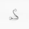 Boucle d'oreille pour piercing de cartilage torsadée boule de feu avec strass 1,2 mm couleur argentée