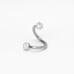 Boucle d'oreille pour piercing de cartilage torsadée boule de feu avec strass 1,2 mm couleur argentée