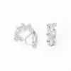 Boucles d’oreilles à clip feuilles décorées 10 mm couleur argentée