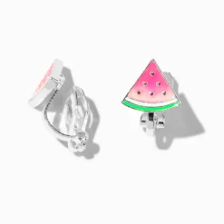 Boucles d’oreilles à clip pastèques qui changent de couleur en réaction aux UV roses