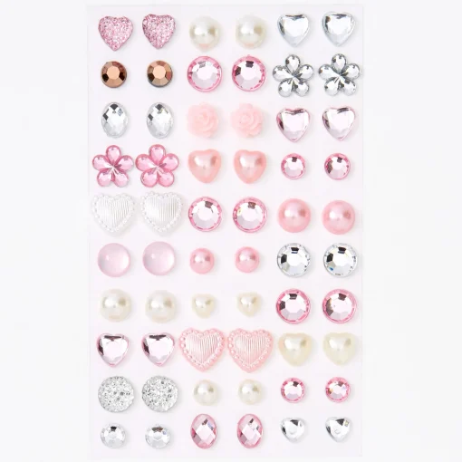 Boucles d’oreilles autocollantes tons de rose Claire's Club - Lot de 30