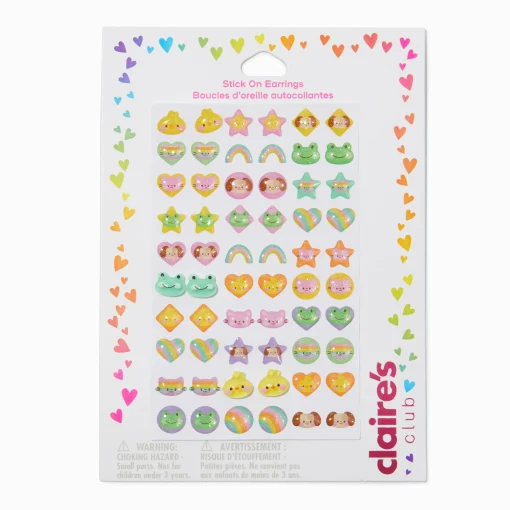 Boucles d’oreilles autocollantes petits animaux à paillettes pastel Claire's Club - Lot de 30