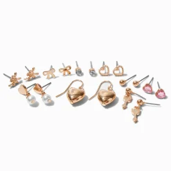 Boucles d’oreilles empilables cupidon couleur dorée - Lot de 9
