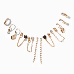Boucles d’oreilles empilables noires - Lot de 6