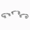 Boucles d’oreilles fer à cheval 1,2 mm pour piercing hélix en titane couleur argentée - Lot de 3
