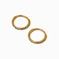 Boucles d’oreilles huggies avec strass 8 mm en titane couleur dorée C LUXE by Claire’s