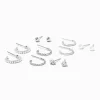 Boucles d’oreilles ornées de strass couleur argentée - Lot de 6