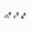 Boucles d’oreilles pour piercing au cartilage clou non fileté 0,8 mm en acier inoxydable couleur argentée - Lot de 3
