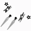 Boucles d’oreilles superposables pointes et étoiles noires - Lot de 3