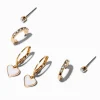 Boucles d’oreilles superposables strass et cœurs blancs - Lot de 3