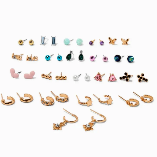 Boucles d’oreilles superposables à chaîne couleur dorée - Lot de 20