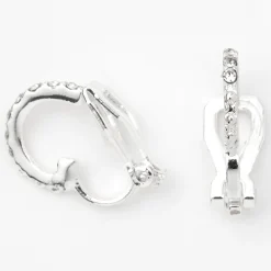 Boucles d'oreilles à clip avec strass 10 mm couleur argentée