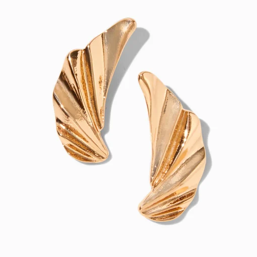 Boucles d'oreilles ailes froissées couleur dorée