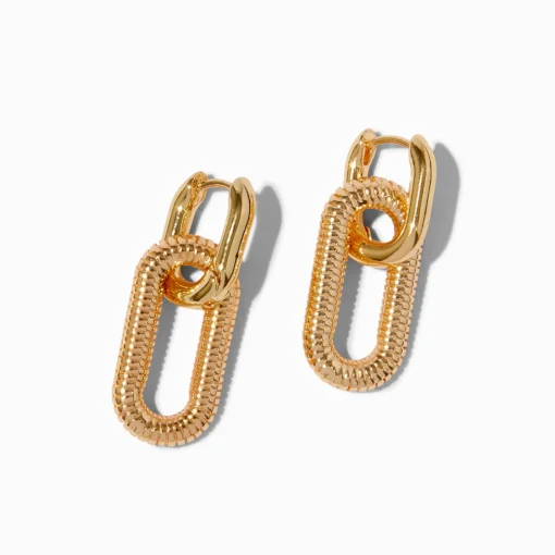 Boucles d'oreilles chaînes texturées couleur dorée