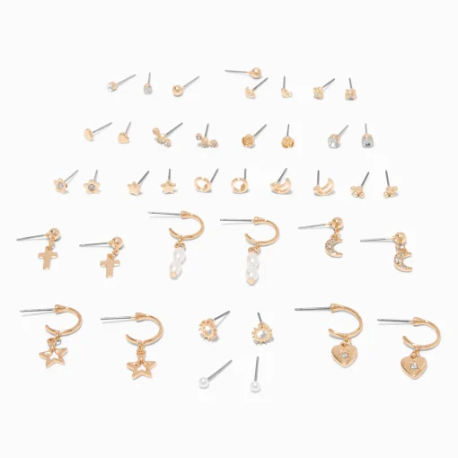 Boucles d'oreilles célestes couleur dorée - Lot de 20