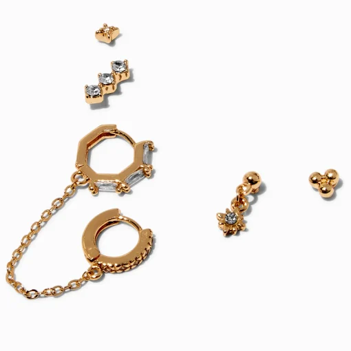 Boucles d'oreilles empilables en zircon cubique couleur dorée - Lot de 3
