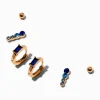 Boucles d'oreilles empilables en zircon cubique bleu couleur dorée - Lot de 3