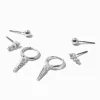 Boucles d'oreilles empilables en pointe avec décoration couleur argentée - Lot de 3