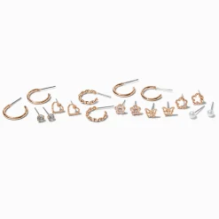 Boucles d'oreilles fleurs papillon couleur dorée - Lot de 9
