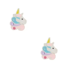 Boucles d'oreilles sorbet licorne en argent