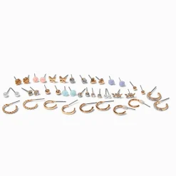 Boucles d'oreilles variées papillons et roses - Lot de 20