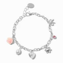 Bracelet à breloque coquette couleur argentée