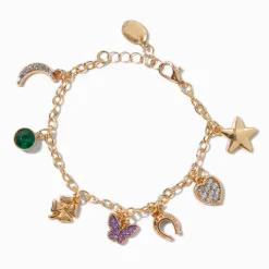 Bracelet à breloques porte-bonheur couleur dorée